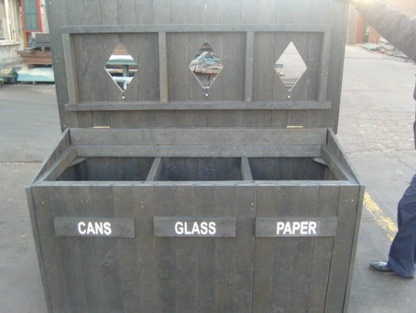 Recycled Plastic Recycling bin (3 section)